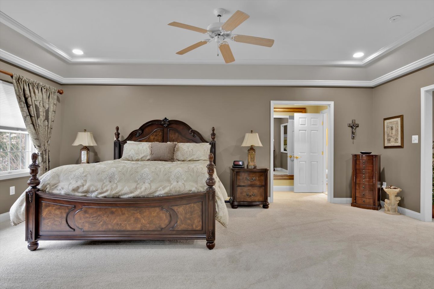 3 Pembroke Drive Voorhees, NJ 08043 - Photo 47 of 112 a bedroom with a bed and a chandelier