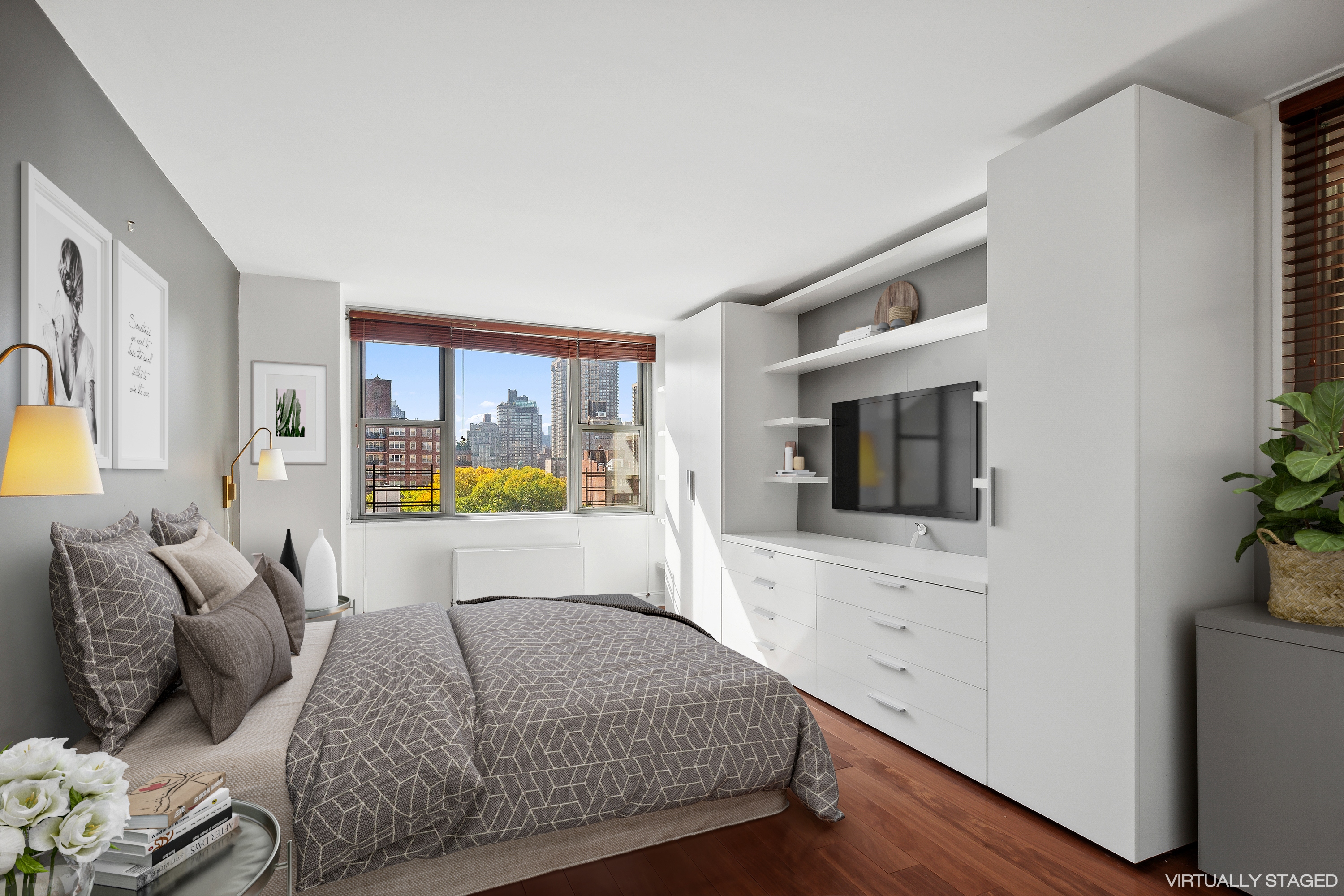 444 East 86th Street, Unit 11B Manhattan, NY 10028 - Photo 7 of 18 a living room with furniture and a flat screen tv