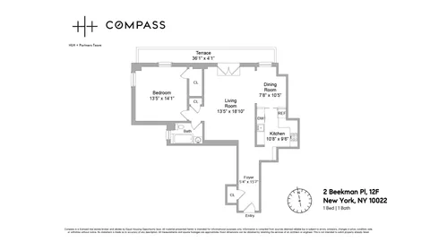 $825,000 | 2 Beekman Place, Unit 12F | Midtown East