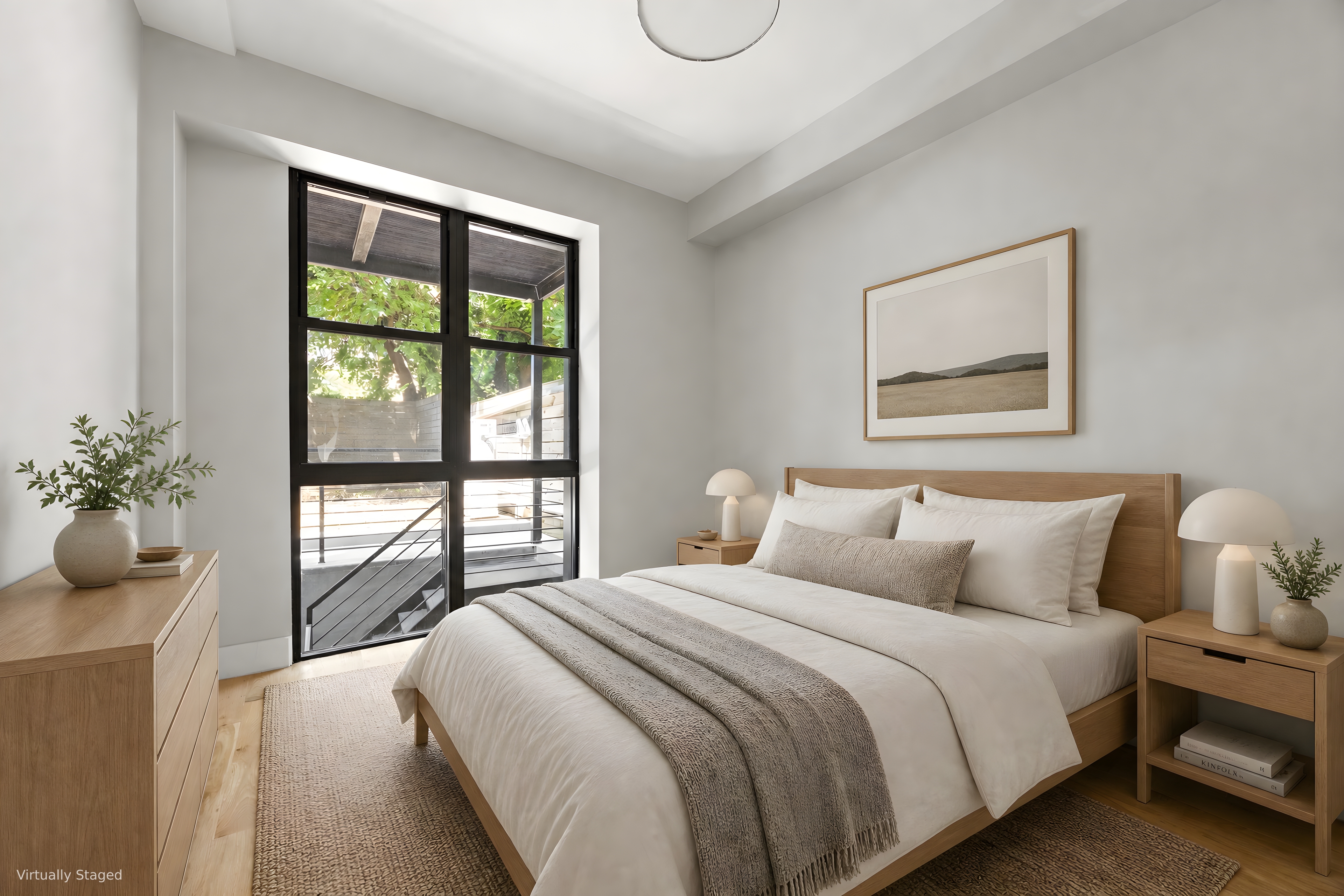 695 Monroe Street, Unit 1 Brooklyn, NY 11221 - Photo 7 of 15 a bedroom with a large bed and a potted plant