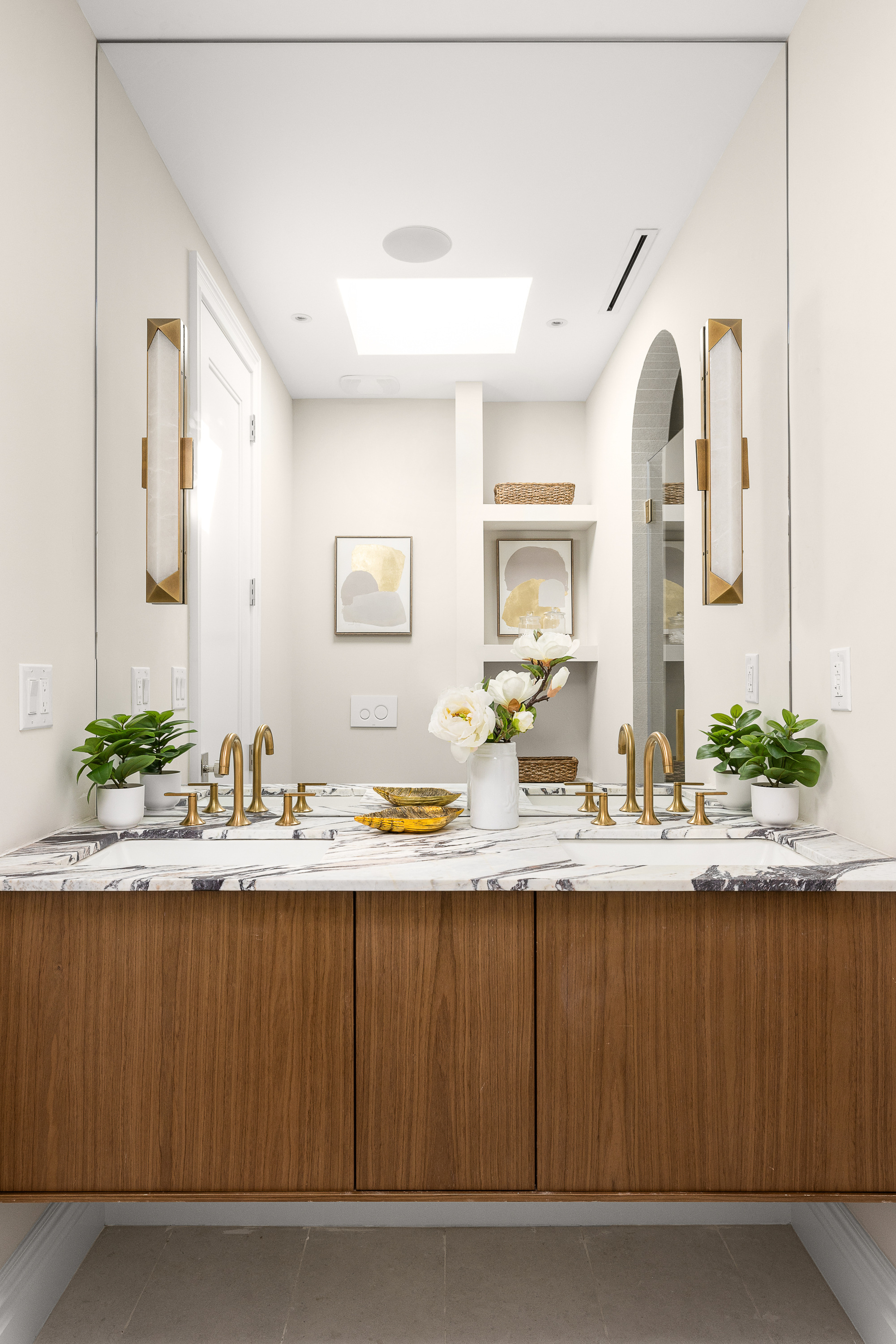 809 Lincoln Place Brooklyn, NY 11216 - Photo 11 of 20 a bathroom with a granite countertop sink and a mirror