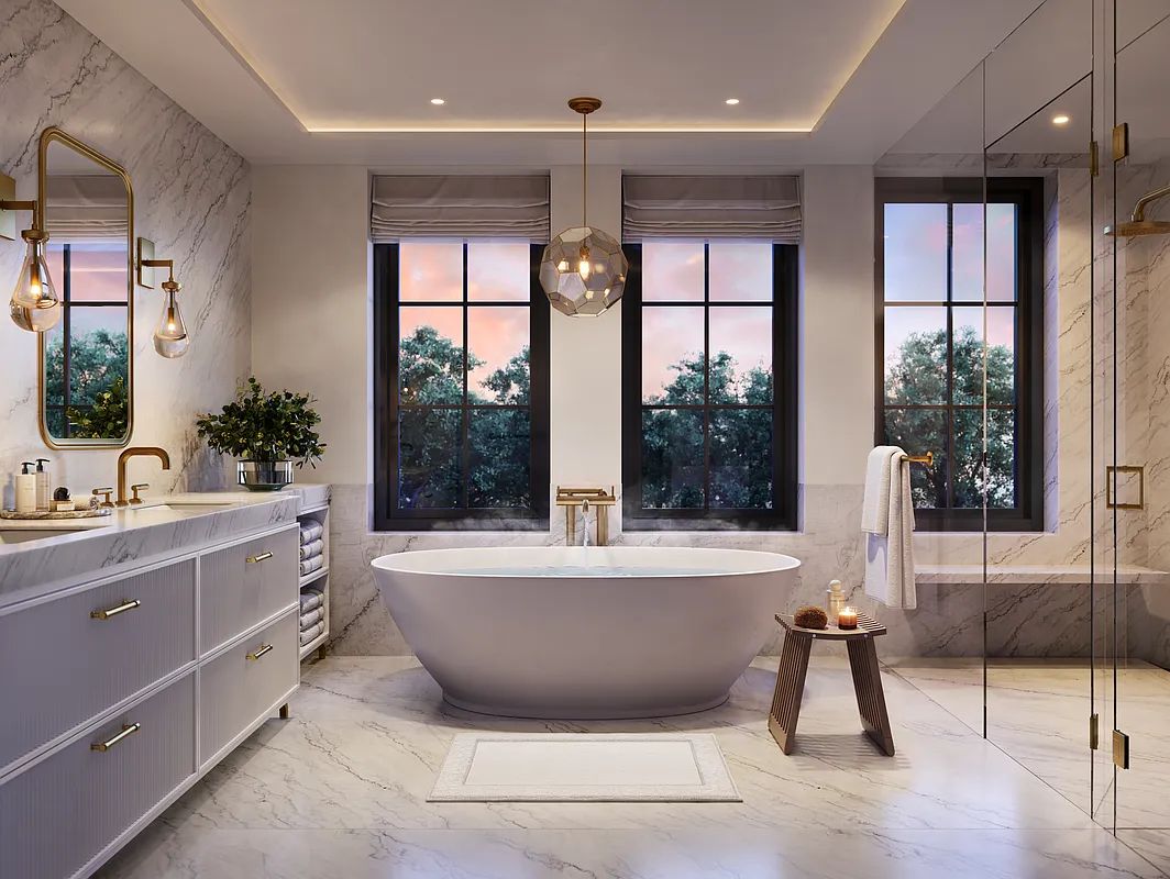 533 Pacific Street, Unit TH537 Brooklyn, NY 11217 - Photo 15 of 25 a bathroom with a large tub and shower