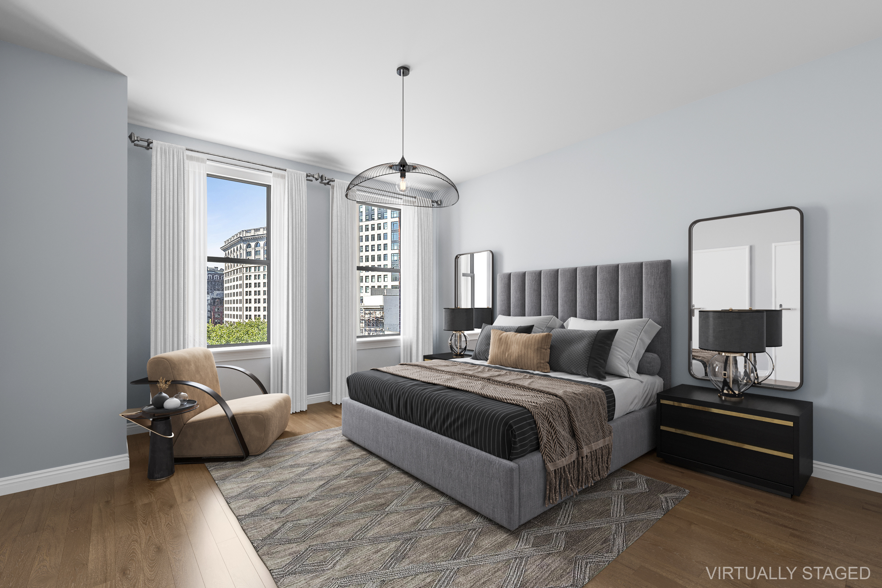 225 5th Avenue, Unit 7K Manhattan, NY 10010 - Photo 6 of 14 a bedroom with a bed and wooden floor