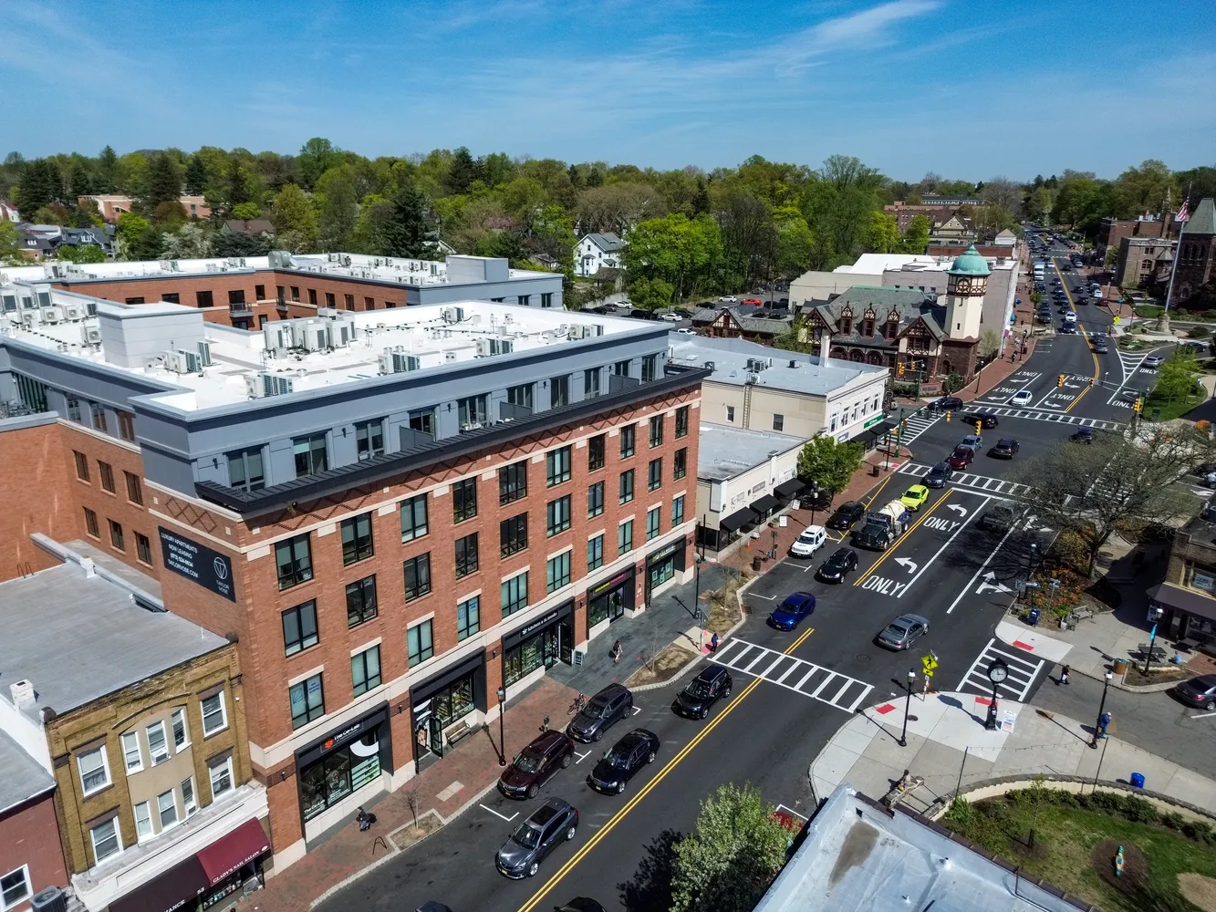 a view of a deck and city view