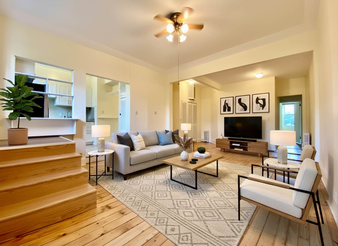 87 Wyckoff Street, Unit 3 Brooklyn, NY 11201 - Photo 2 of 10 a living room with furniture and a flat screen tv