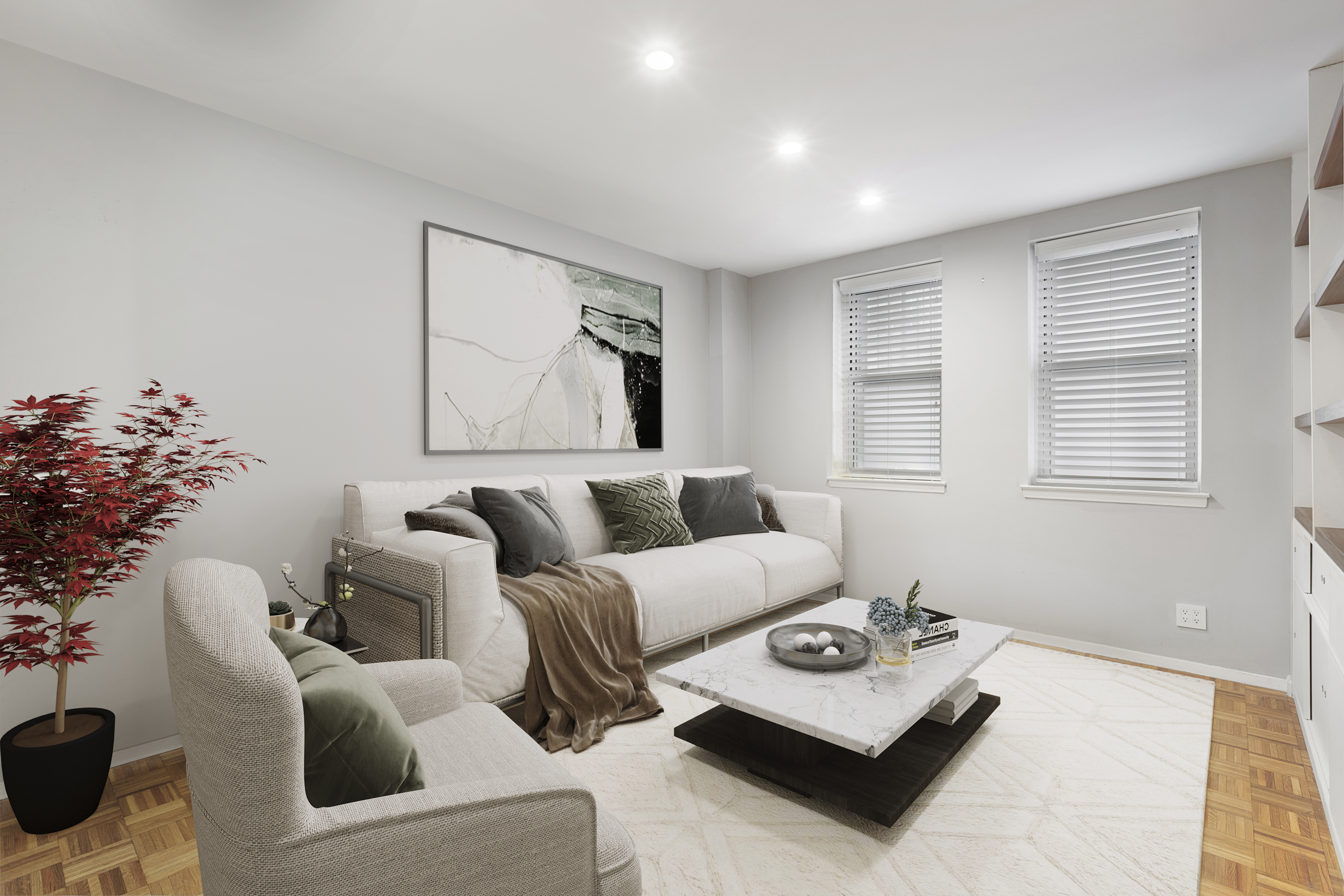 55 Poplar Street, Unit 1G Brooklyn, NY 11201 - Photo 4 of 5 a living room with furniture and a potted plant