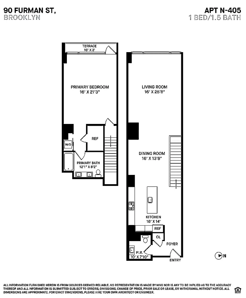 $2,550,000 | 90 Furman Street, Unit N405 | Brooklyn Heights