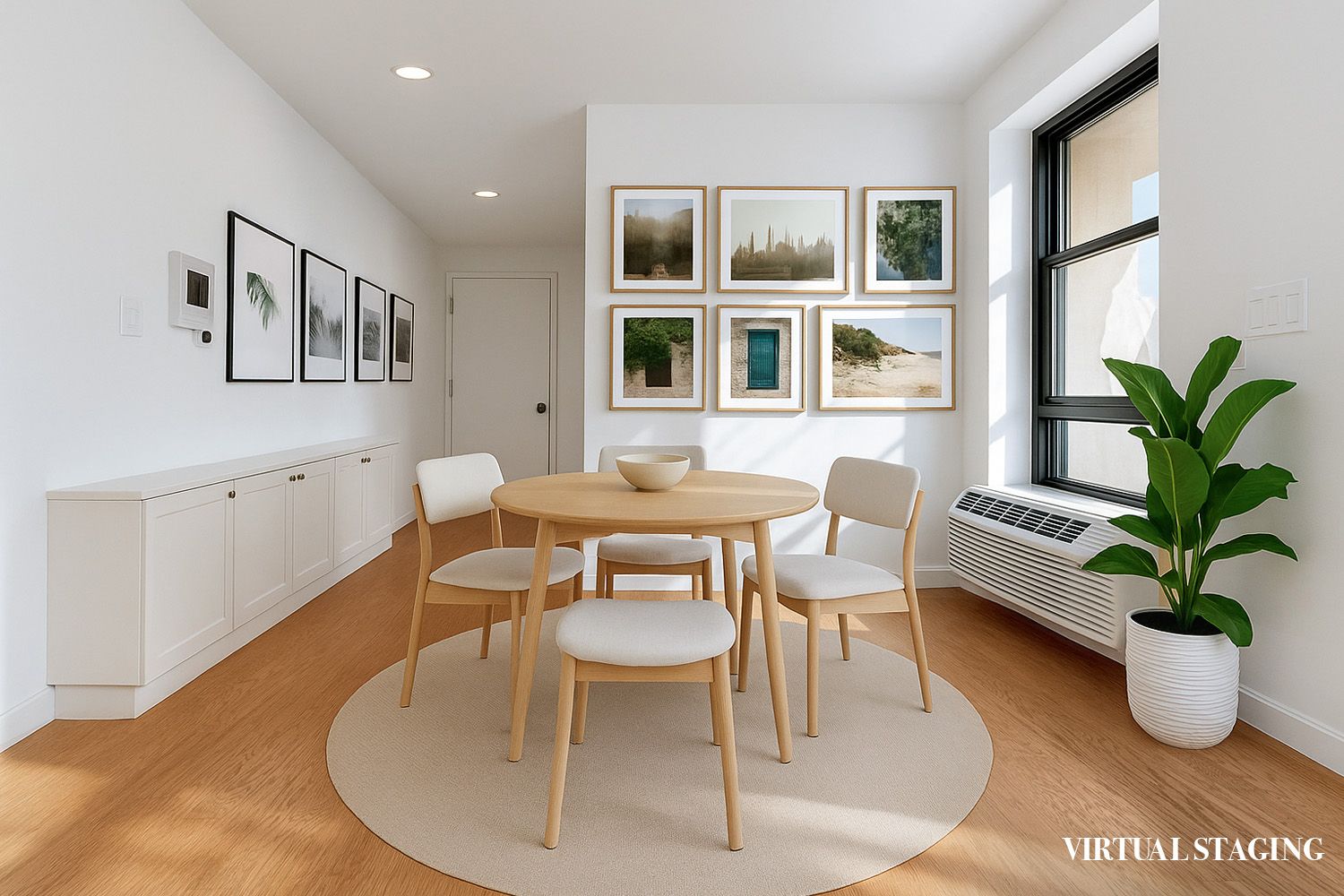 452 Lafayette Avenue, Unit 4B Brooklyn, NY 11205 - Photo 2 of 15 a dining room with furniture potted plants and wooden floor
