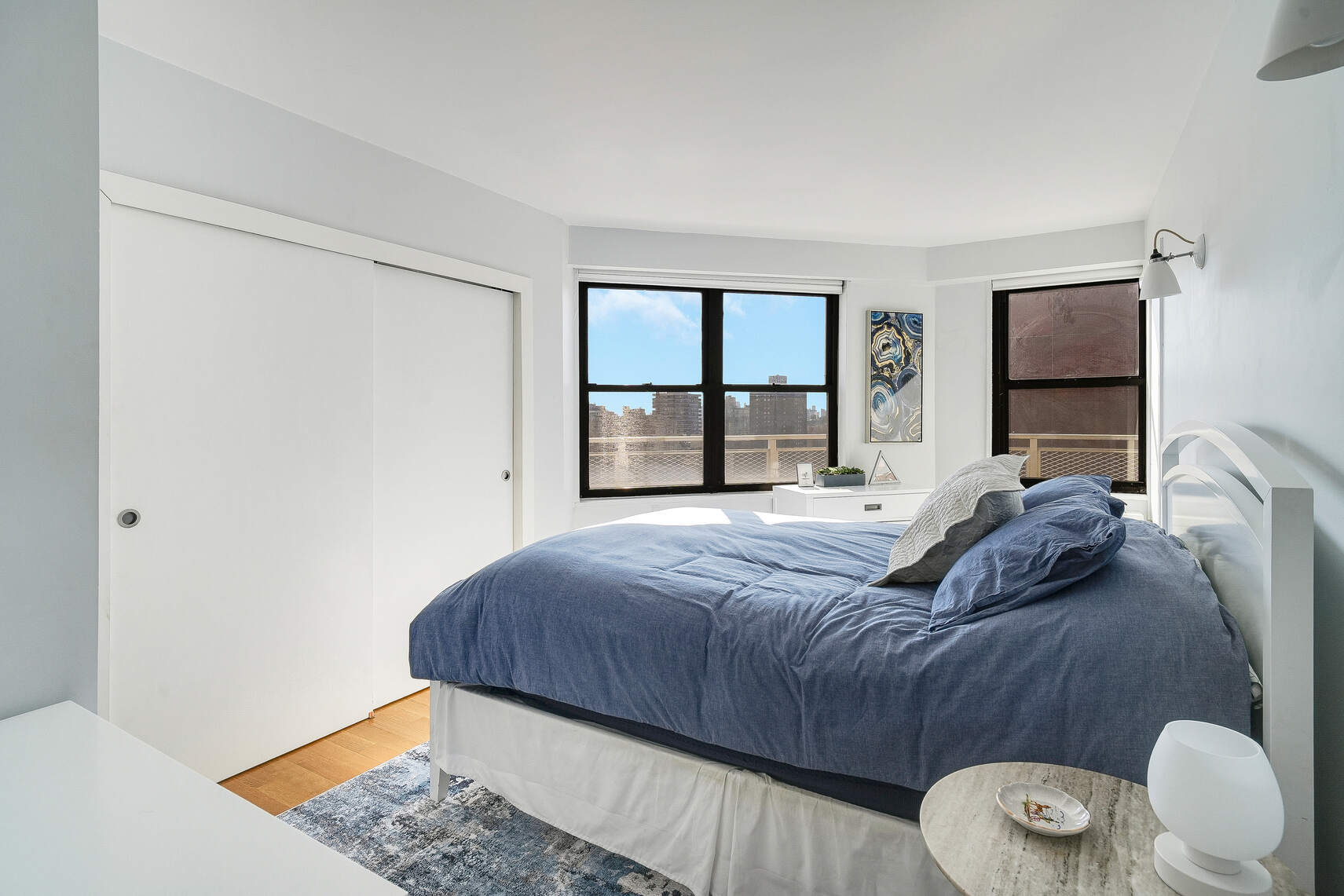 201 East 28th Street, Unit 21BC Manhattan, NY 10016 - Photo 13 of 24 a bedroom with a bed and a large window
