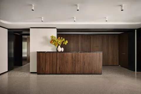 a room with a cabinet