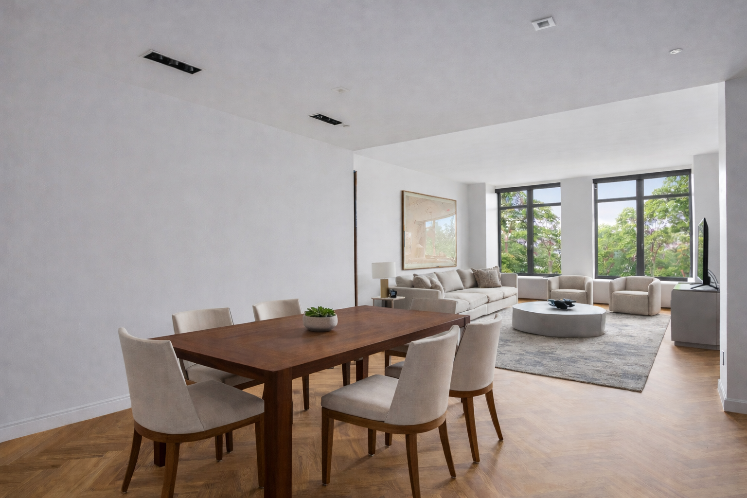 400 West 12th Street, Unit 3F Manhattan, NY 10014 - Photo 3 of 15 a view of a dining room with furniture and a large window