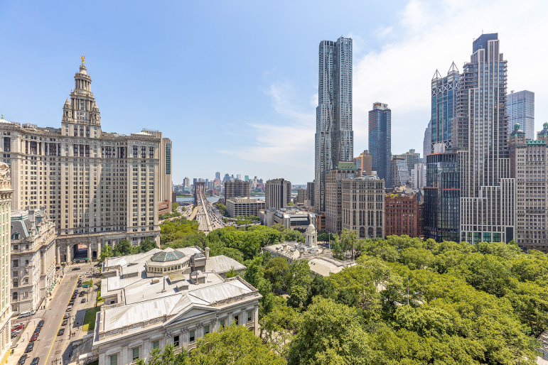 80 Chambers Street, Unit 11A Manhattan, NY 10007 - Photo 13 of 24 a view of a city with tall buildings