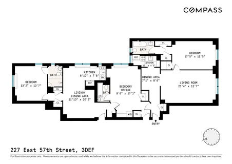 $1,350,000 | 227 East 57th Street, Unit 3DEF | Midtown East