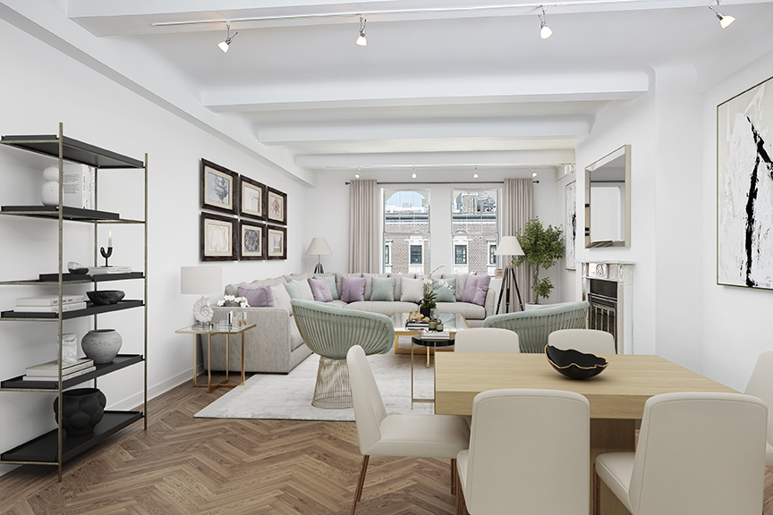 575 Park Avenue, Unit 1401 Manhattan, NY 10065 - Photo 2 of 8 a living room with furniture and a potted plant