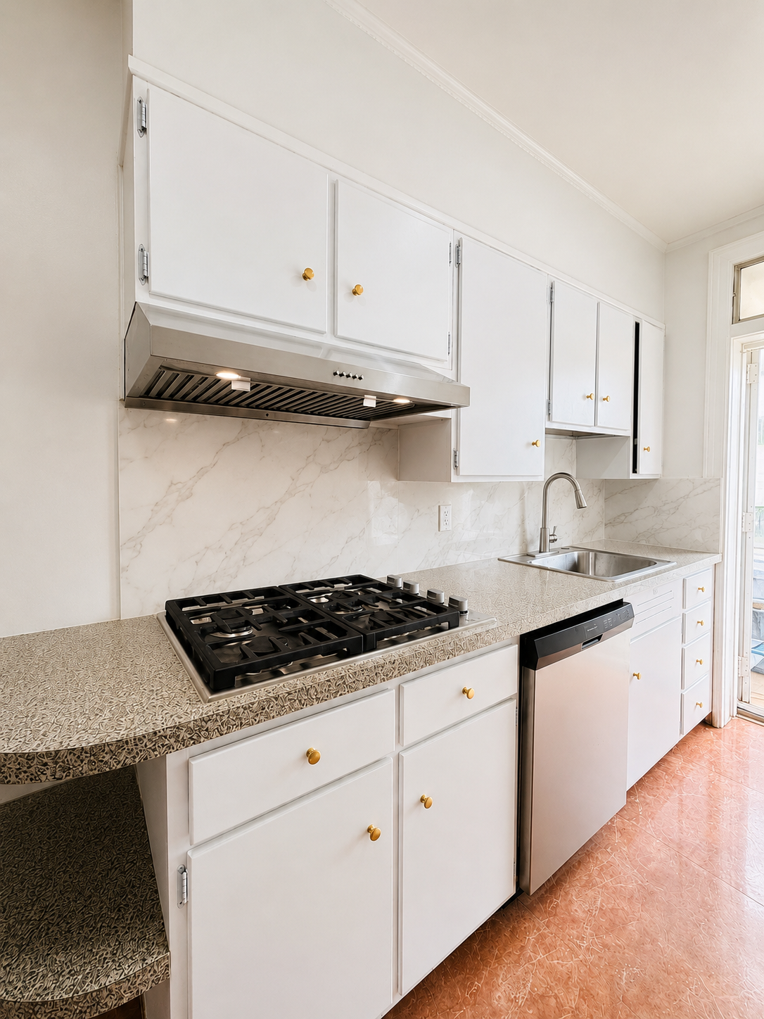63-33 Haring Street, Unit 1F Queens, NY 11374 - Photo 5 of 13 a kitchen with white cabinets and a stove a sink