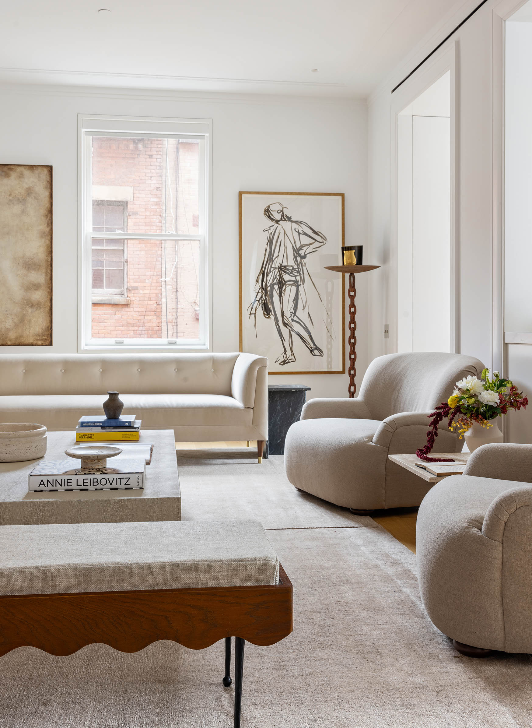 7 Harrison Street, Unit 5S Manhattan, NY 10013 - Photo 4 of 21 a living room with furniture and a potted plant