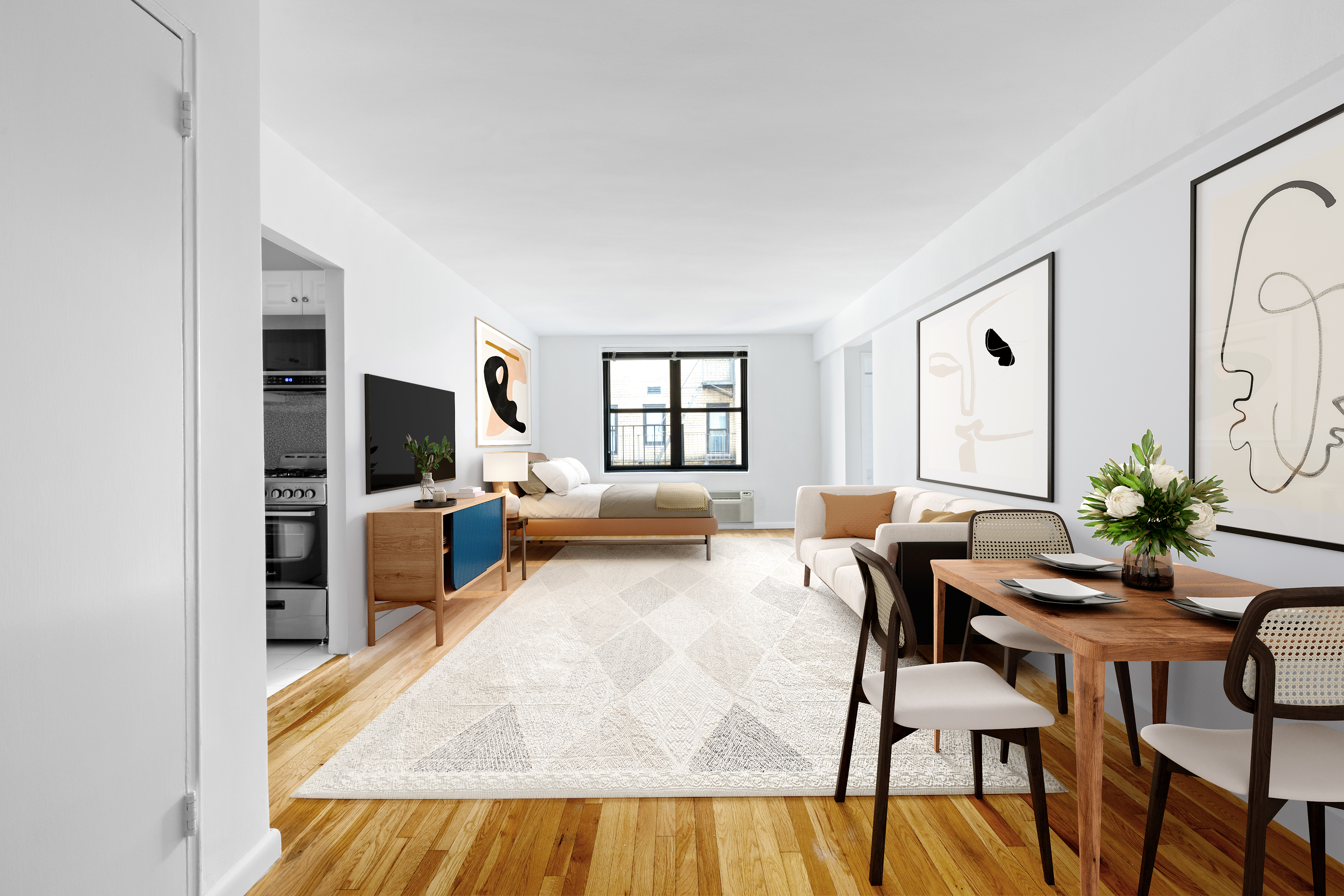 a living room with furniture and a flat screen tv