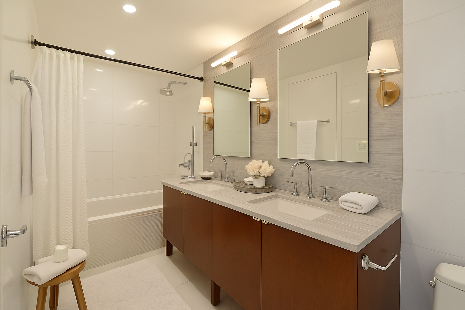 117 West 123rd Street, Unit 4B Manhattan, NY 10027 - Photo 7 of 16 a bathroom with a sink a toilet and shower
