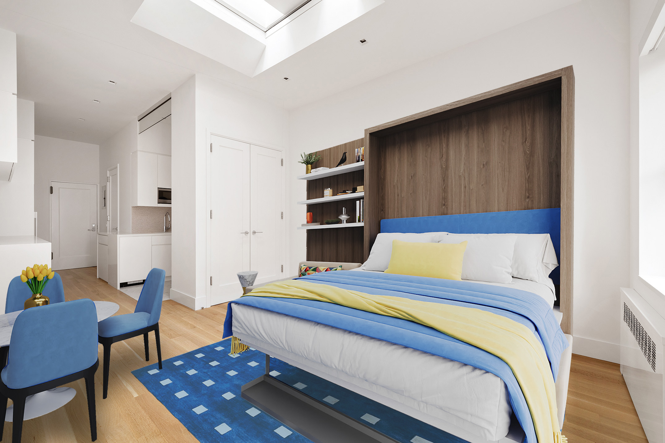 435 East 85th Street, Unit 4P Manhattan, NY 10028 - Photo 4 of 9 a bedroom with a bed and a table in it