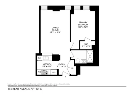 $1,125,000 | 184 Kent Avenue, Unit D403 | Williamsburg