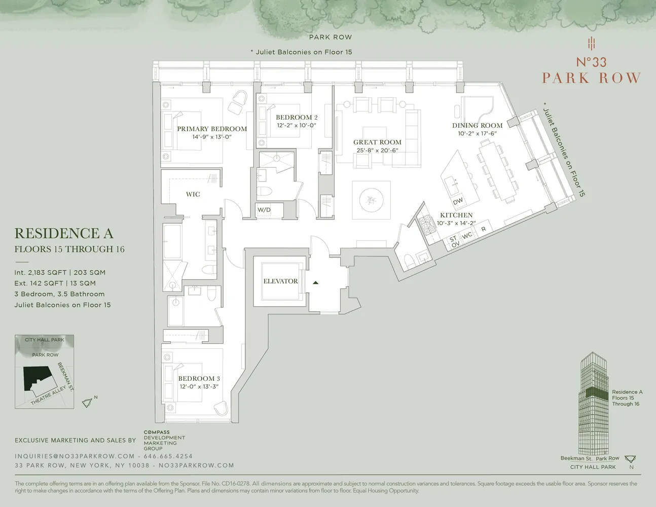 $5,450,000 | 33 Park Row, Unit 16A | Financial District