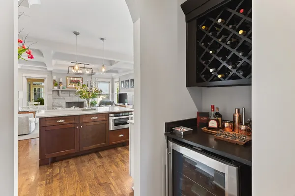 a kitchen with a stove and a refrigerator
