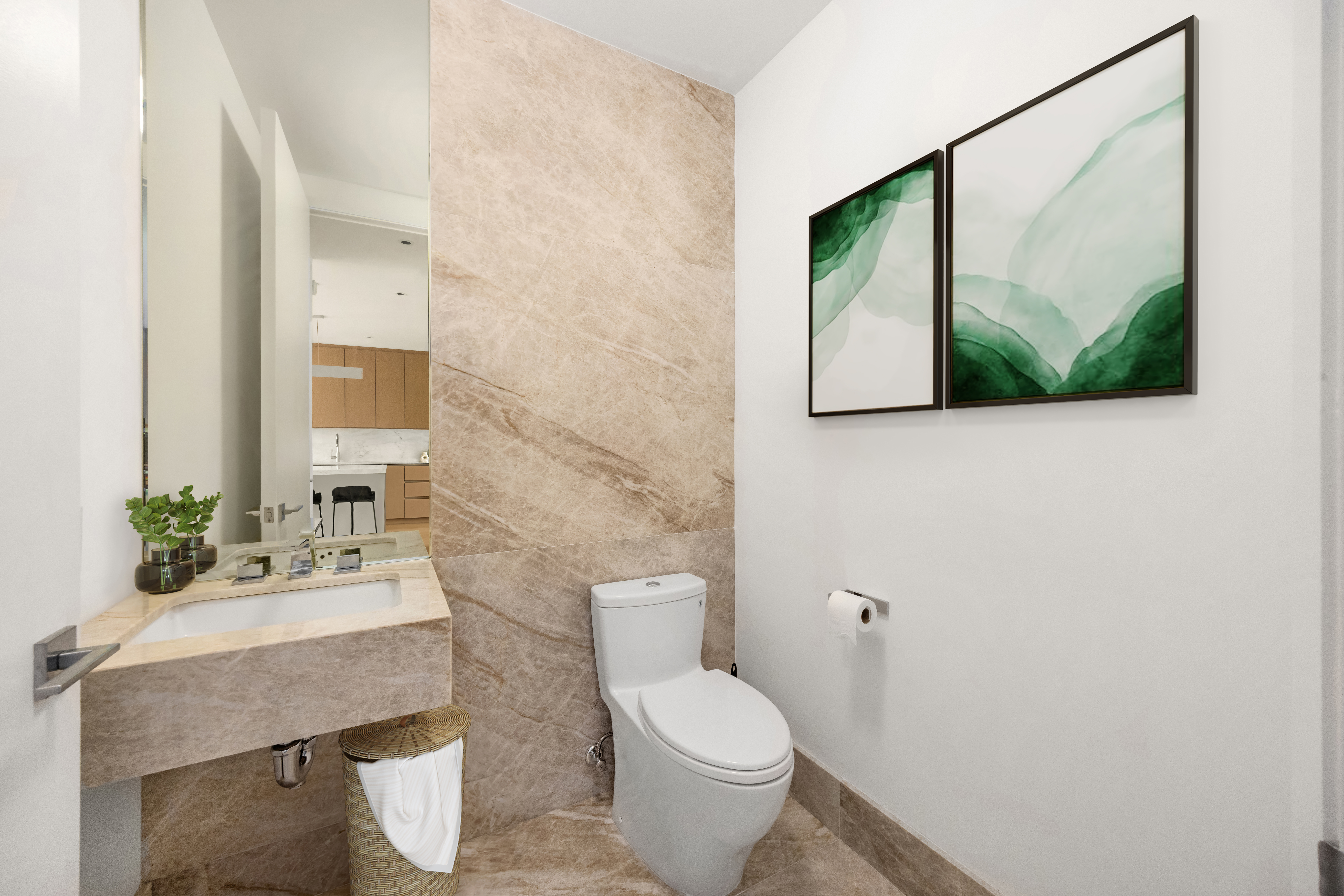 15 Hudson Yards, Unit 37G Manhattan, NY 10001 - Photo 10 of 24 a bathroom with a toilet a sink and mirror