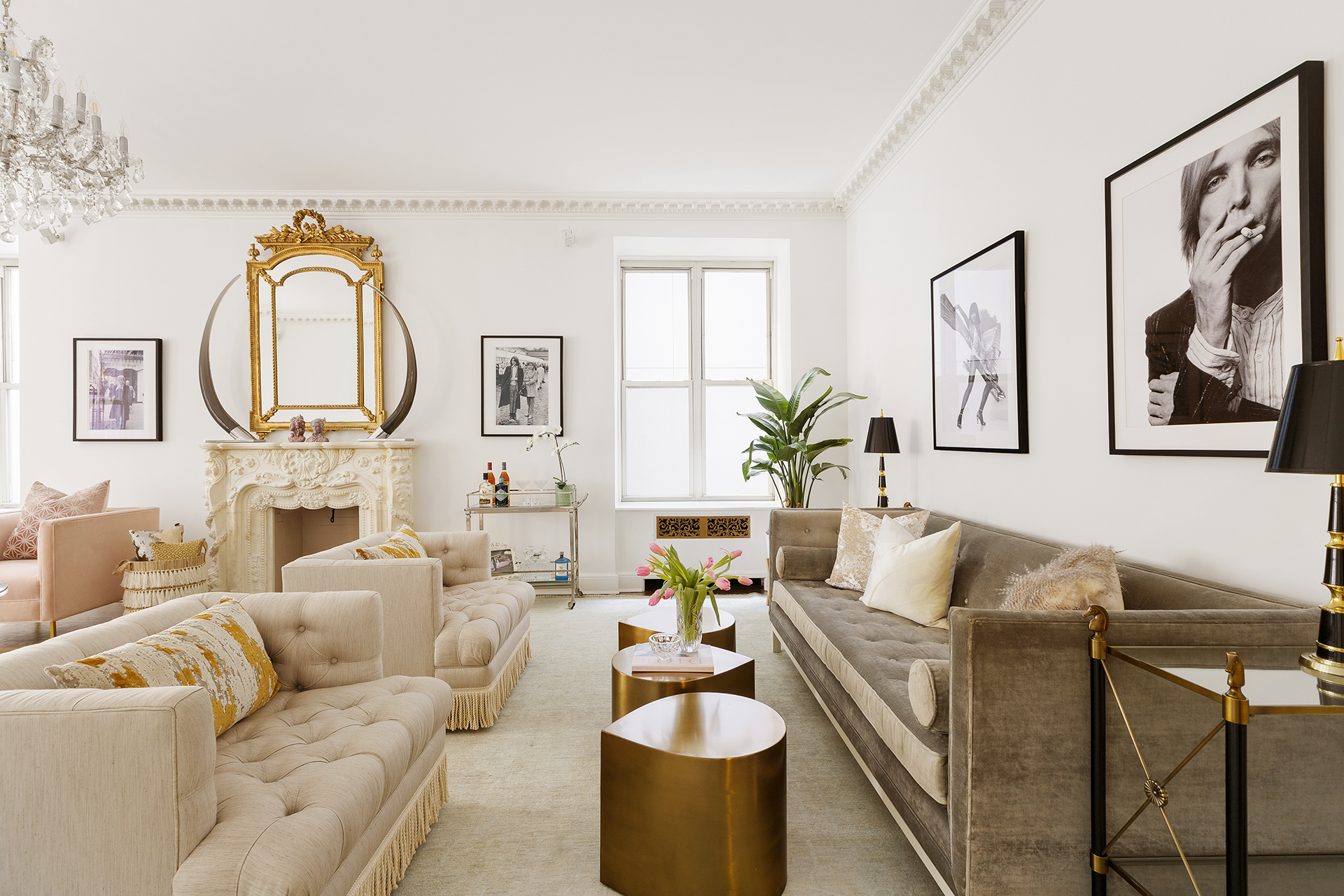 180 West 58th Street, Unit 5A Manhattan, NY 10019 - Photo 2 of 17 a living room with furniture a rug and a mirror
