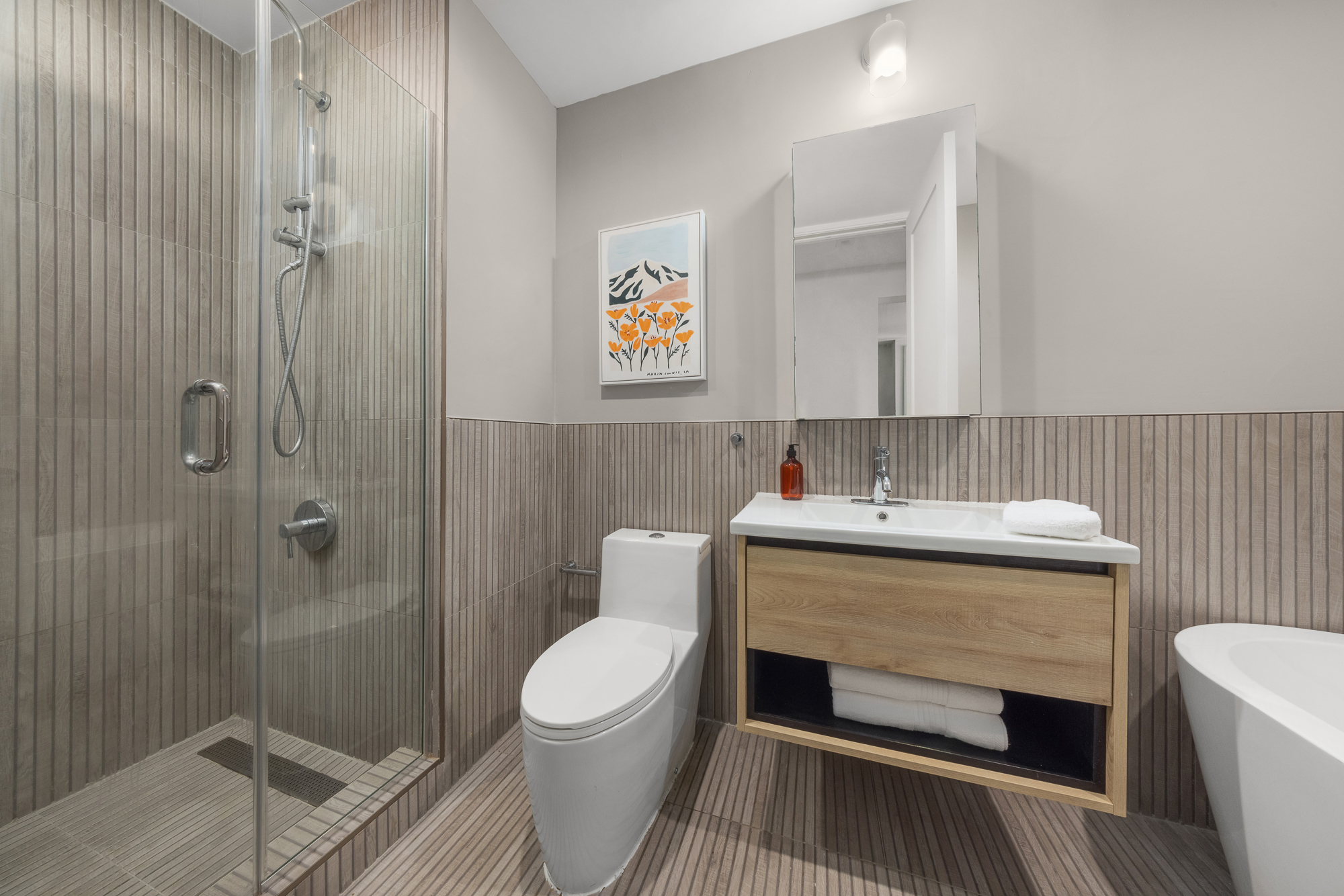 246 Maple Street, Unit 3A Brooklyn, NY 11225 - Photo 13 of 15 a bathroom with a sink toilet and shower