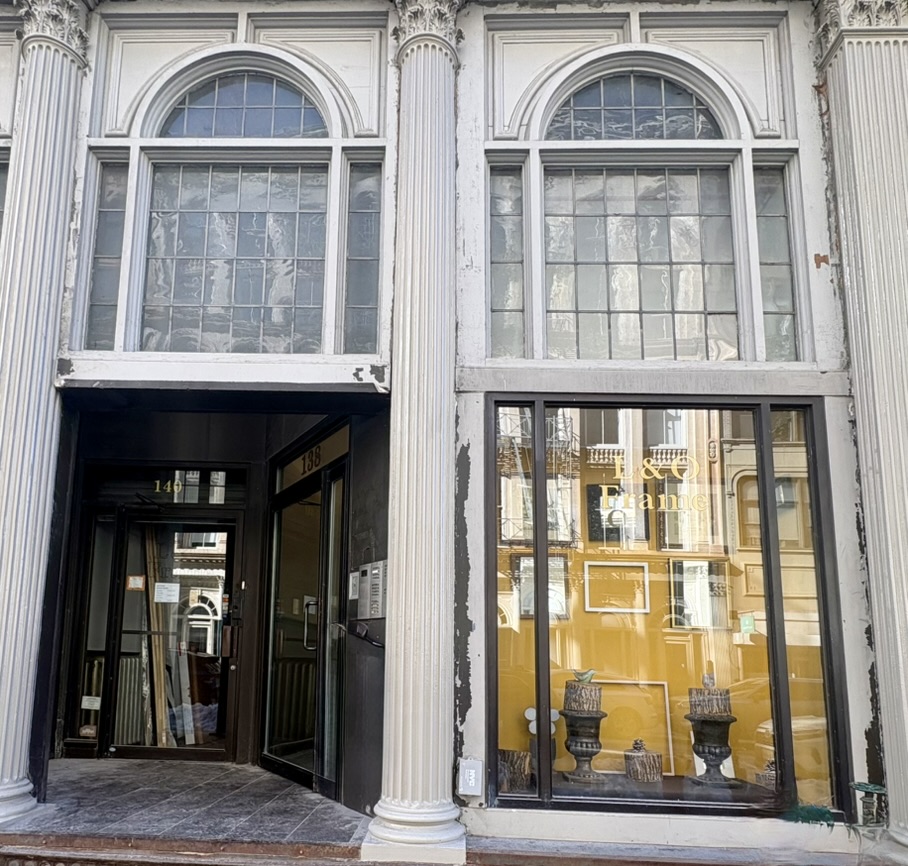 a front view of a brick house