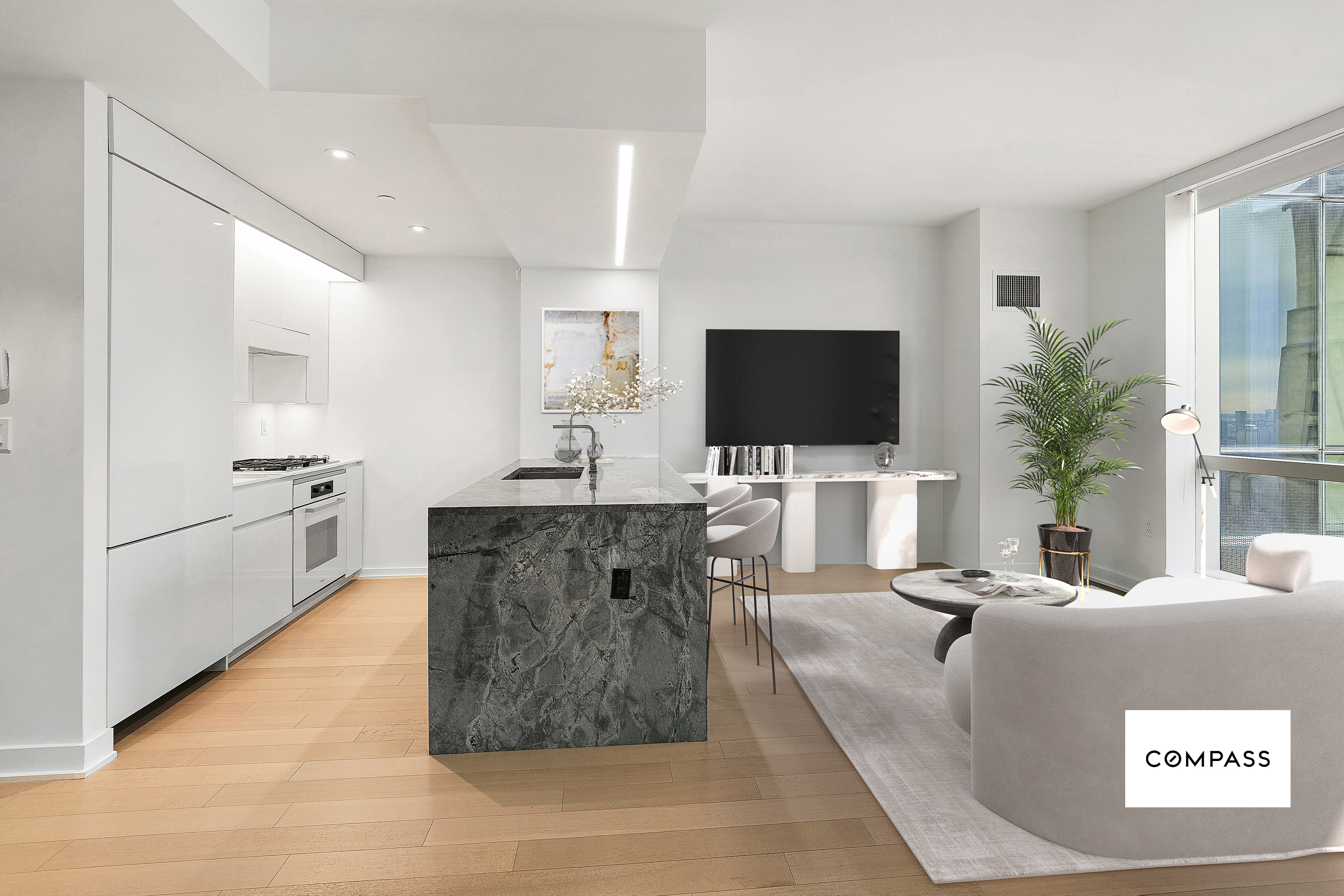 a living room with furniture and a flat screen tv