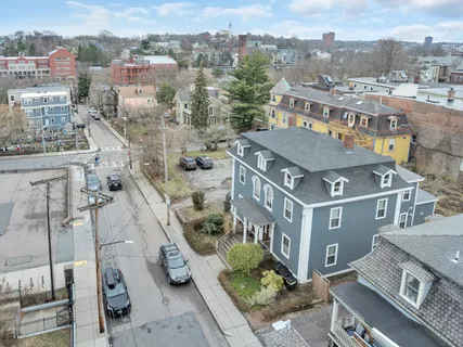 a view of a city that has tall buildings
