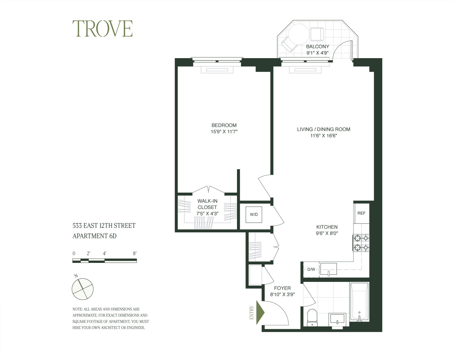 533 East 12th Street, Unit 6D Manhattan, NY 10009 - Photo 14 of 14 a picture of a floor plan