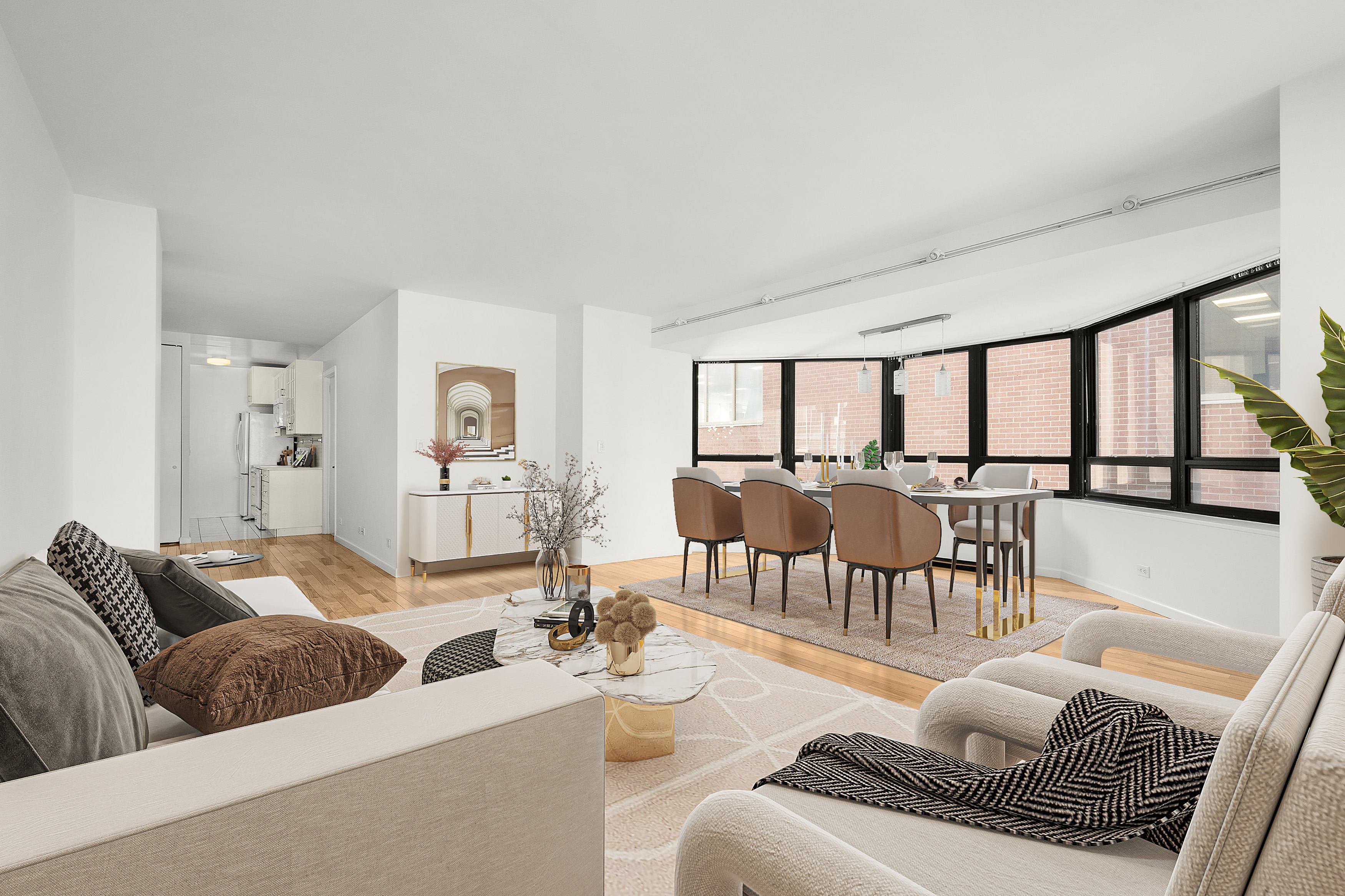 240 East 47th Street, Unit 4B Manhattan, NY 10017 - Photo 3 of 25 a living room with furniture and a large window