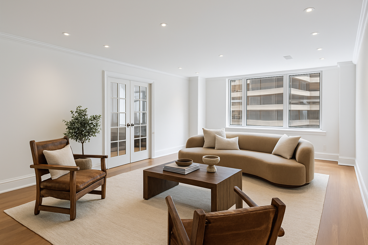 a living room with furniture and a window