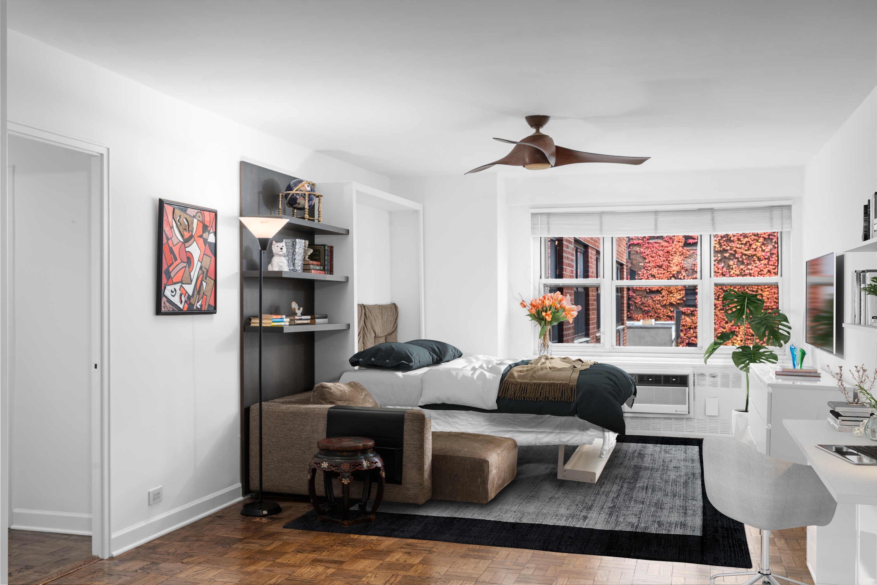 251 East 51st Street, Unit 5A Manhattan, NY 10022 - Photo 5 of 23 a living room with furniture a chandelier and a window