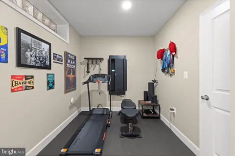 a view of a room with gym equipment