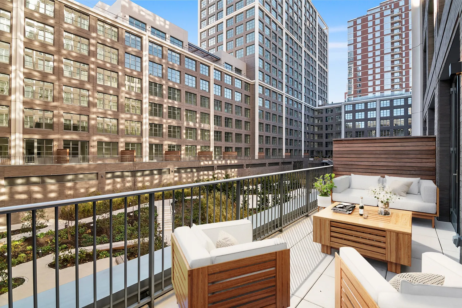 a view of balcony with two chairs