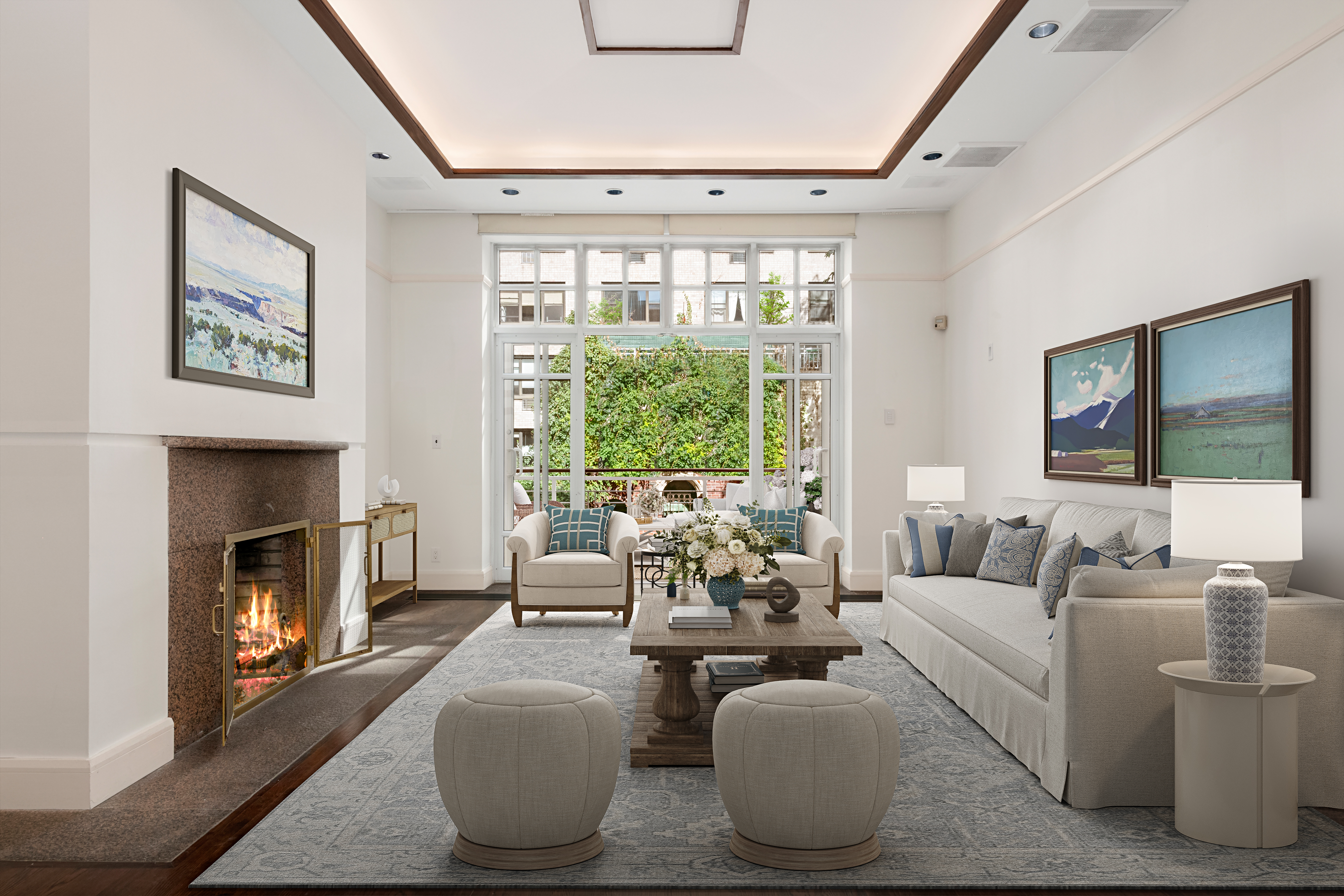 313 West 102nd Street Manhattan, NY 10025 - Photo 4 of 36 a living room with furniture and a fireplace