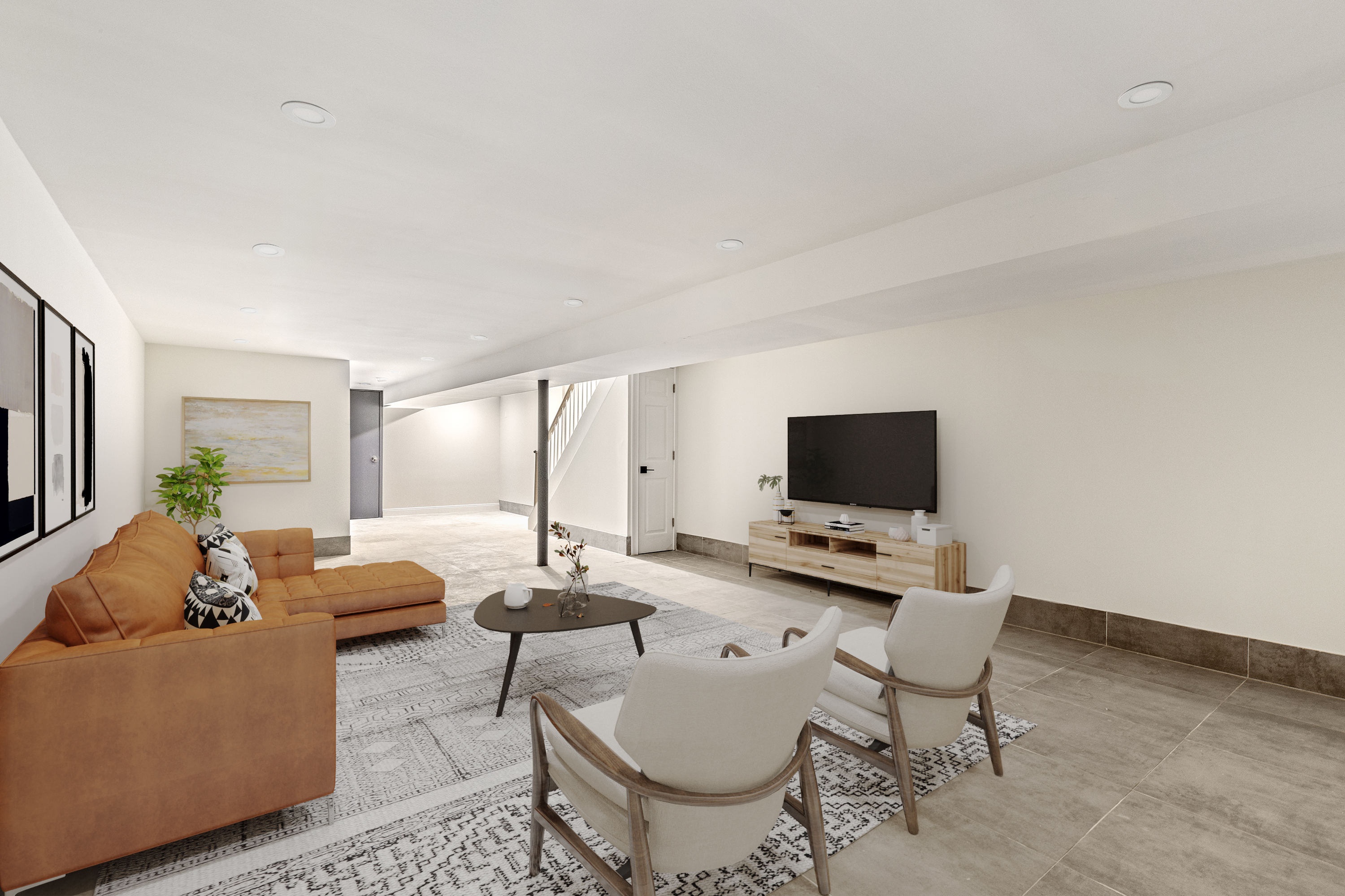 190 A Decatur Street Brooklyn, NY 11233 - Photo 13 of 17 a living room with furniture and a flat screen tv