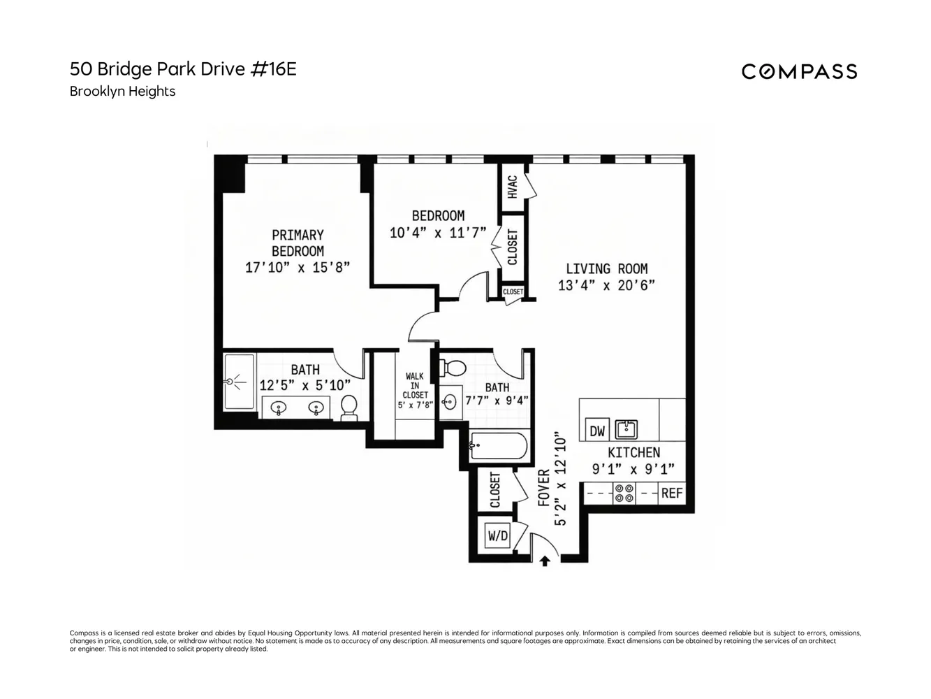 $1,925,000 | 50 Bridge Park Drive, Unit 16E | Brooklyn Heights