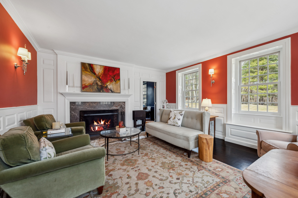 79 Pine Street Dover, MA 02030 - Photo 5 of 25 a living room with furniture and a fireplace
