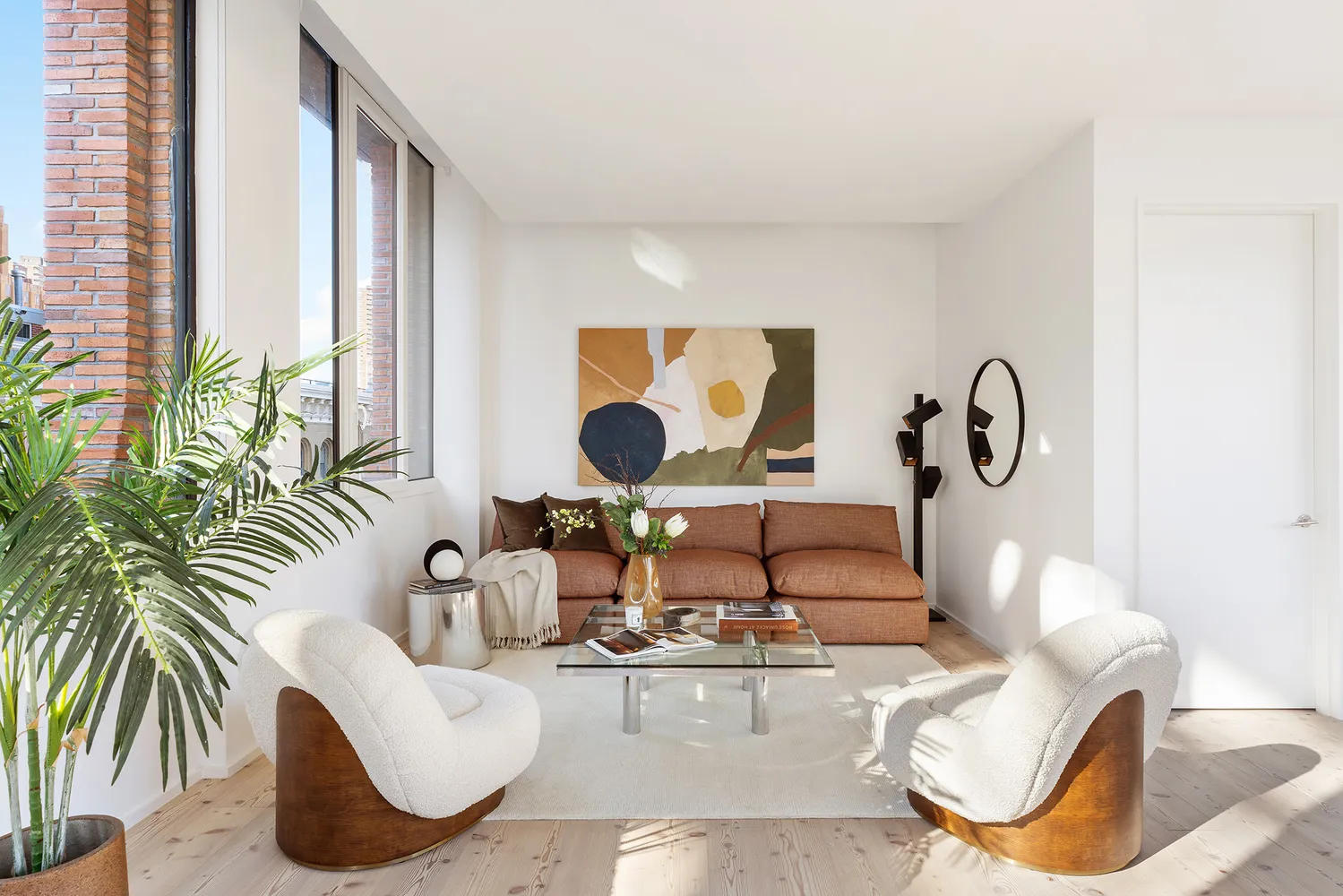 a living room with furniture