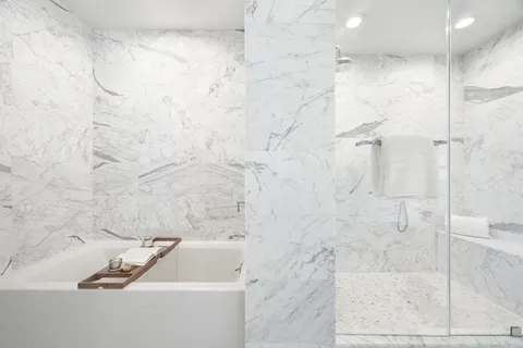 a bathroom with a bathtub