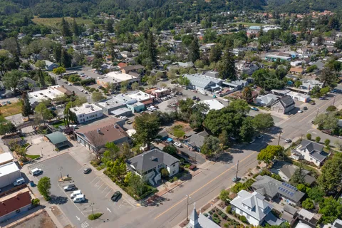 an aerial view of a city with lots of residential buildings