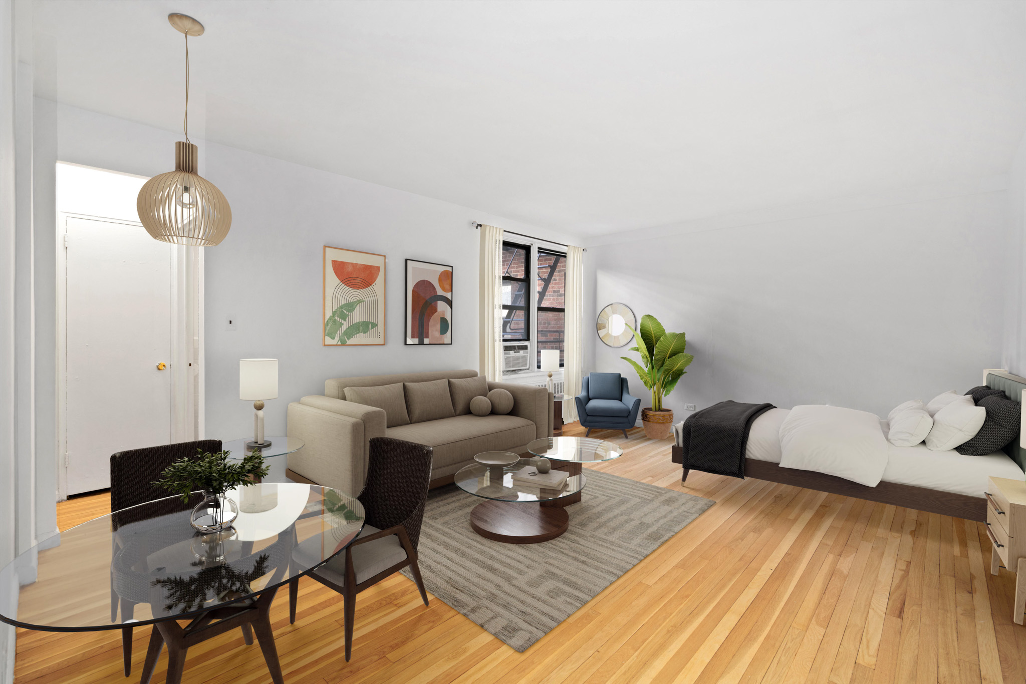 60 East 9th Street, Unit 235 Manhattan, NY 10003 - Photo 1 of 14 a living room with furniture and wooden floor