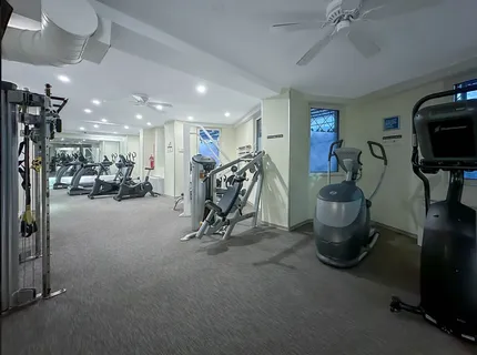 a view of a room with gym equipment