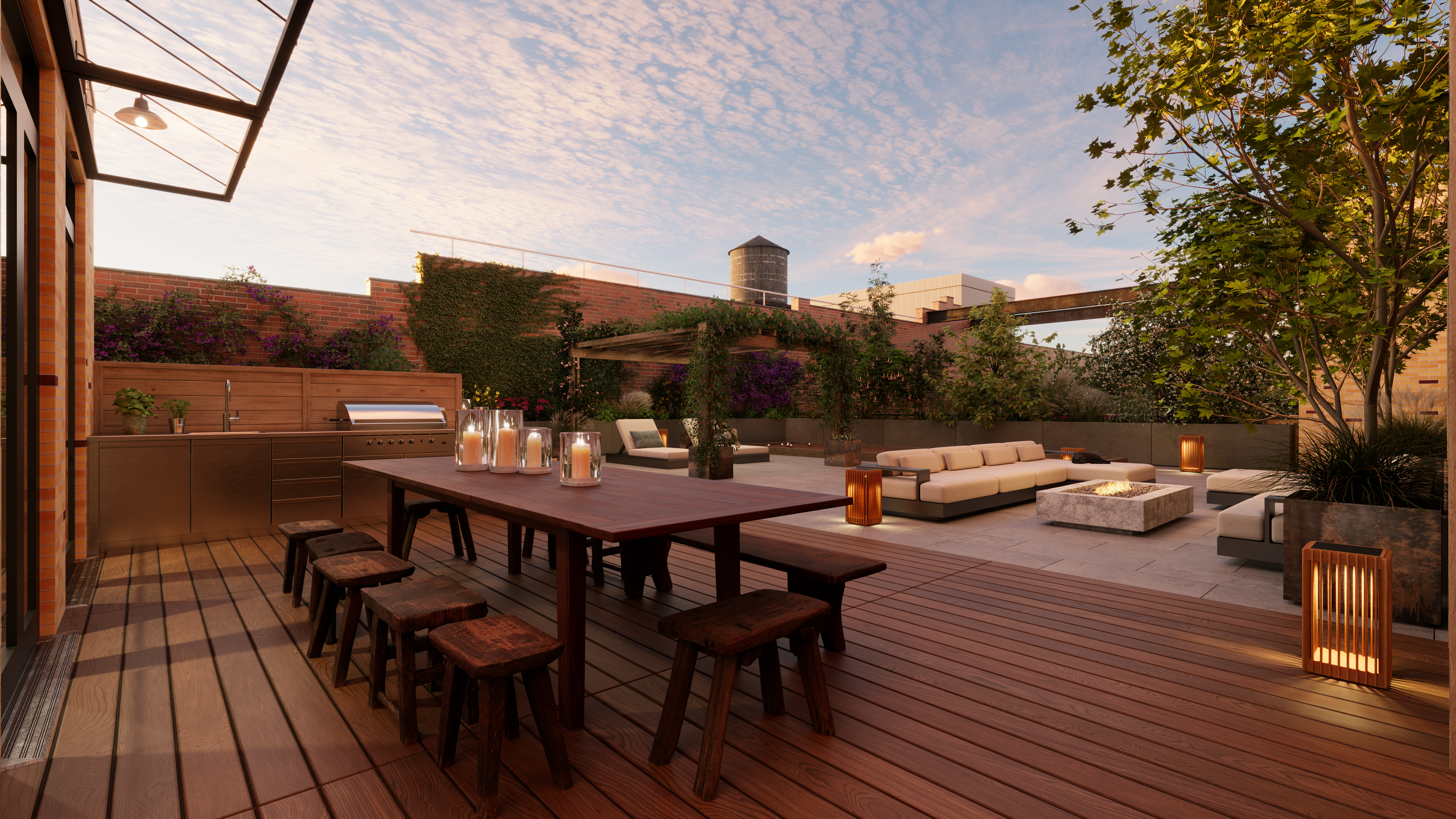 73 Wooster Street, Unit PHA Manhattan, NY 10012 - Photo 4 of 25 an outdoor sitting area with furniture and wooden floor