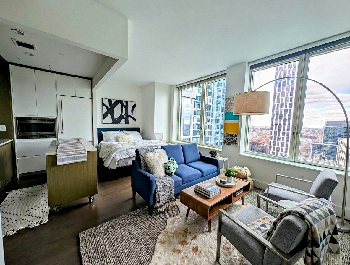 388 Bridge Street, Unit 37D Brooklyn, NY 11201 - Photo 2 of 34 a bedroom with furniture and a window