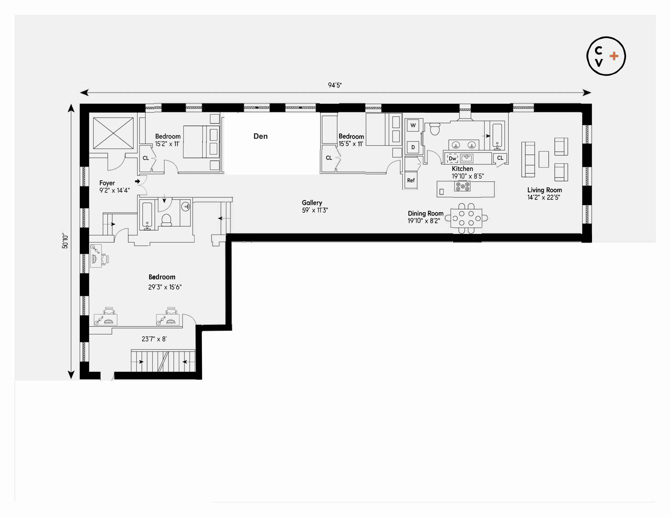 7 Worth Street, Unit 4B Manhattan, NY 10013 - Photo 7 of 7 a picture of a room with a white wall and a clock